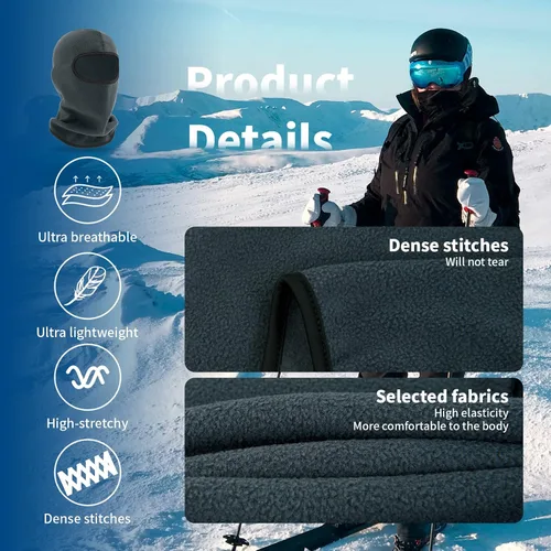 Vista 4 de YESLIFE Máscara de esquí, pasamontañas para hombres y mujeres, esquí, snowboard, motocicleta, protección UV y protección contra el viento