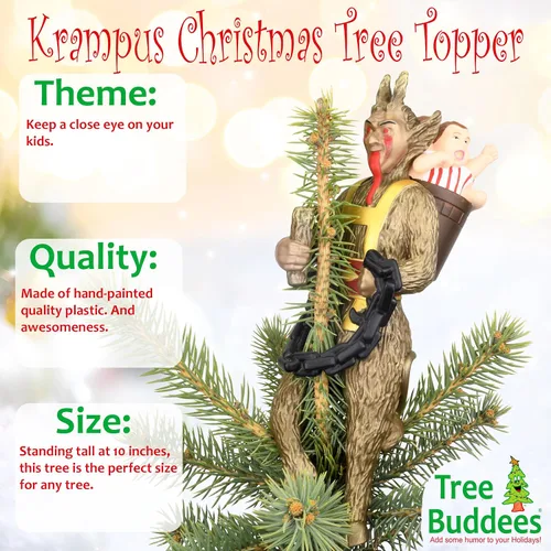 Vista 2 de Tree Buddees Creepy Krampus - Decoración para árbol de Navidad o Halloween, grande, 10 pulgadas