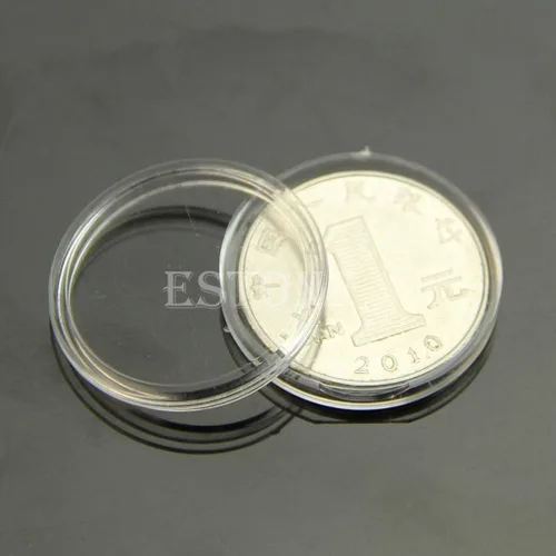 Vista 4 de Soporte de almacenamiento de monedas, 10 unidades de 0.984 in, cajas redondas transparentes para almacenamiento de monedas, soporte de cápsulas