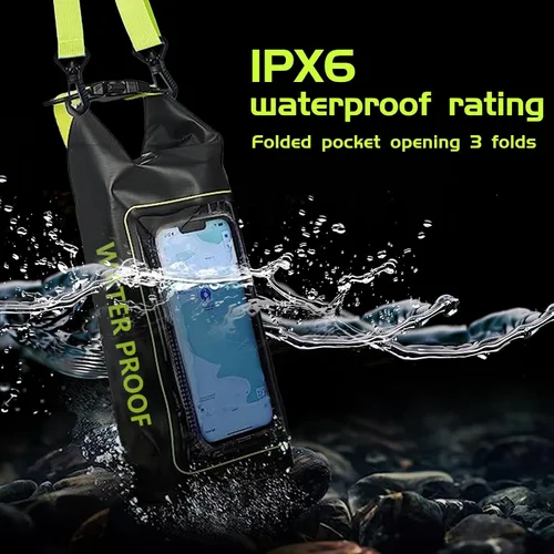 Vista 4 de Bolsa impermeable 2 en 1 para acampar al aire libre, playa, bolsa a prueba de arena, mochila impermeable para teléfono celular, accesorios