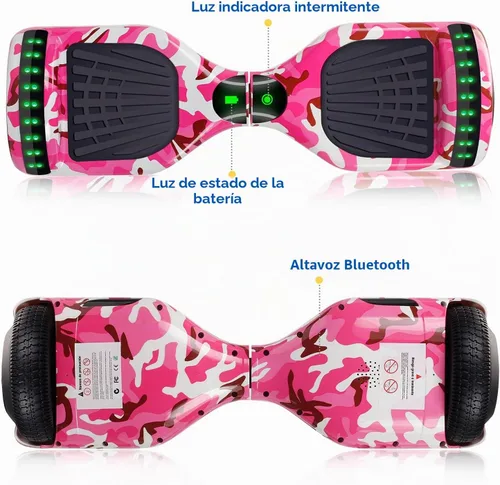 Vista 3 de FLYING-ANT Hoverboards Certificado UL 6.5 Patinete Inteligente Scooter Eléctrico de Dos Ruedas con Autobalance con Luz Bolsa Gratis y Cargador Rosa