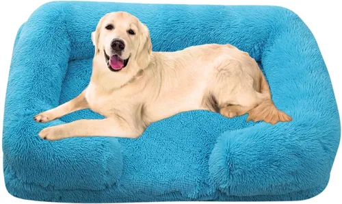 Vista 6 de Camas ortopédicas para perros de gran tamaño con forro impermeable y parte inferior antideslizante, cama rectangular lavable para perros y gatos