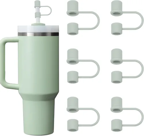 Vista 16 de 6 fundas de silicona para popote compatibles con Stanley Cup, vaso de 30 y 40 onzas con asa de 0.394 in, tapas de popote a prueba de polvo