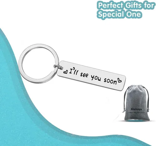 Vista 7 de Xiahuyu Llavero de regalo para relaciones a larga distancia, llavero con texto en inglés "I'll See You Soon", regalos para novio, novia, regalos