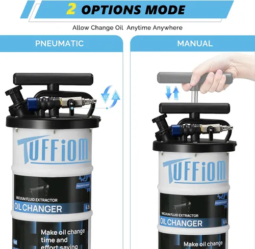 Vista 2 de TUFFIOM Bomba extractora de aceite de 6.5L, extractor de líquido de vacío neumático/manual para cambio de aceite automotriz, camión, cortacésped
