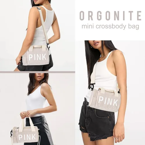 Vista 6 de Orgonite Mini bolsa cruzada pequeña para gimnasio para mujeres y hombres, bonita bolsa de lona pequeña, bolsa deportiva estética, bolsa de gimnasio