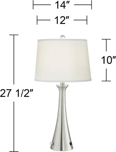 Vista 4 de 360 Lighting Karl - Juego de 2 lámparas de mesa modernas de 27 1/2 pulgadas de alto con puertos de carga USB A+C y toma de corriente alterna