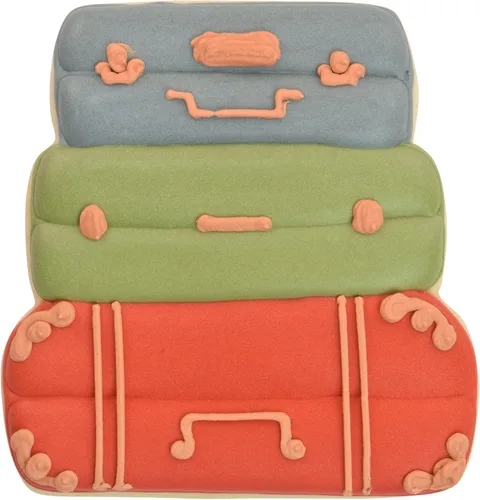 Vista 5 de R&M - Cortador de galletas de viaje de luna de miel, aventuras, juego de 3 piezas. Incluye maletas, avión y cortador de galletas globo.