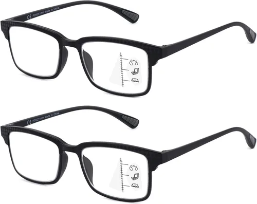 Vista 13 de CARA Premium 2 Pack Gafas de Lectura Progresivas Multifocales, Marco TR90 Ligero Anti-luz Azul para Computadora, Estándar para Rango de Distancia