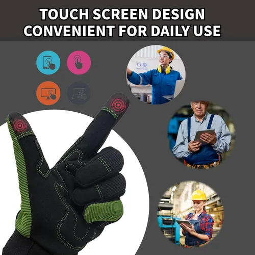 Vista 6 de Guantes de trabajo de seguridad para hombres y mujeres, guantes de trabajo utilitarios, guantes de mecánico, guantes de trabajo de patio, ajuste
