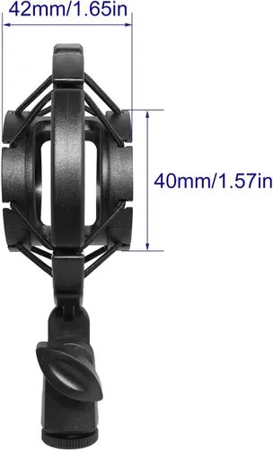 Vista 5 de Soporte de Micrófono LUORNG Universal Negro, Antivibración, para Micrófono de Condenser de Estudio de 42~46mm/1.65~1.81in de Diámetro, con Clip
