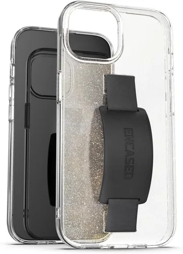 Vista 7 de ENCASED Funda con lazo para los dedos, diseñada para iPhone 15 Plus (2023), funda transparente con correa de mano con soporte de silicona suave al