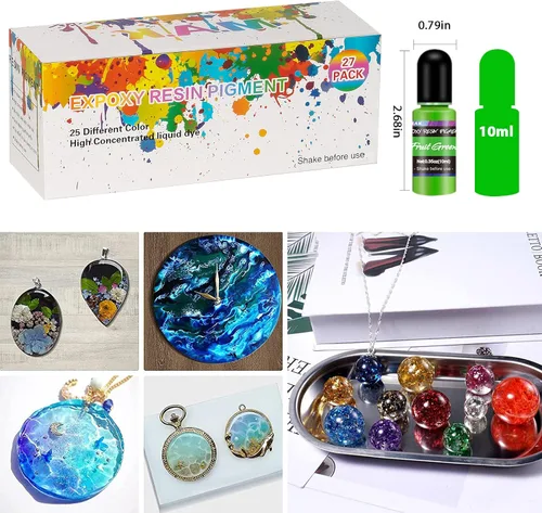 Vista 8 de M.A.K - Pigmento de resina epoxi, 27 botellas de tinte líquido transparente, colorante de resina de alta concentración para manualidades, coloración