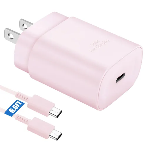 Vista 10 de Kit de cargador súper rápido tipo C, bloque de cargador de teléfono Android PD de 25 W PD USB C y cable de carga C de 5 pies, cable de carga rápida