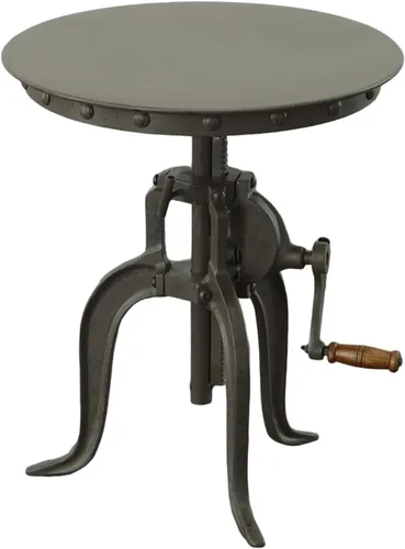 Vista 11 de Carolina Chair & Table Mesa auxiliar rústica con manivela ajustable de 18 pulgadas, base de hierro fundido para granja, sala de estar o dormitorio