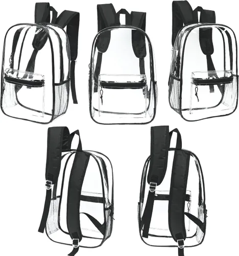 Vista 2 de Moda West Mochila de PVC transparente - Mochila transparente resistente con correas acolchadas para el hombro transparente, Negro -, Transparente