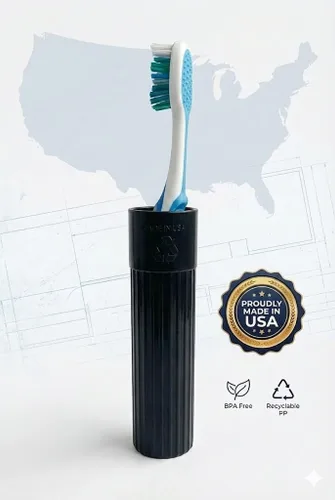 Vista 6 de American Comb Soporte para Cepillos de Dientes - Negro, Fabricado en EE.UU., con Orificios de Ventilación, para Fundas de Cepillos de Dientes