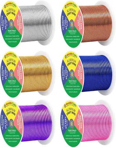 Vista 113 de Mandala Crafts - Alambre de aluminio anodizado de calibre 22 para hacer joyas - 137.2 m de alambre flexible surtido y coloreado - Doble para bonsái