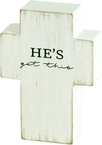 Vista 6 de Dicksons Footprints Classic White - Cruz de mesa de madera envejecida de 2.75 x 4 pulgadas, color blanco