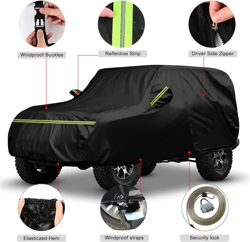 Vista 3 de Fundas impermeables para automóvil de repuesto para Ford Bronco 2021-2024 de 4 puertas, 6 capas para todo tipo de clima, cubierta de automóvil
