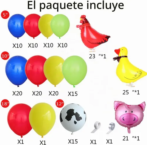 Vista 2 de Kit de guirnalda de arco de globos de vaca de 138 piezas, decoraciones de fiesta de animales de Red Yellow Blue Green Animal Print Balloons, for