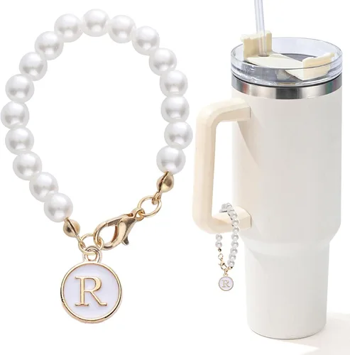 Vista 138 de Encanto de letra para Copa Stanley, accesorios de cadena de perlas, encantos de iniciales de Copa Stanley para asa, decoración de botella de agua