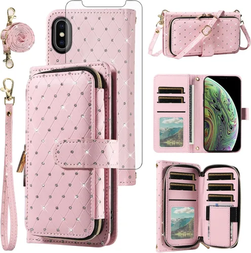 Vista 55 de Funda para teléfono iPhone 6 6S con cremallera y protector de pantalla con protector de pantalla, correa de cordón cruzado, ranura para iPhone 6 Six