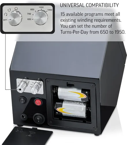 Vista 4 de TIMECUBE Enrollador de reloj doble con luz LED, 15 modos de bobinado y opción automática de parada de motor