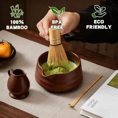 Vista 3 de Clay&Fire - Batidor de bambú hecho a mano para polvo de matcha (2 batidores)
