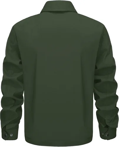 Vista 4 de EKLENTSON Chamarras ligeras para hombre, con cremallera completa, cuello de golf, cortavientos, con bolsillos con cremallera