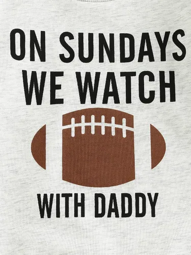 Vista 5 de Reloj de fútbol americano con papá para niños pequeños, ropa de otoño e invierno