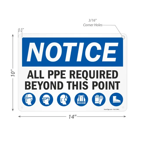 Vista 3 de SmartSign Aviso - Todo el PPE necesario más allá de este punto" Letrero Aluminio de 10 x 14 pulgadas