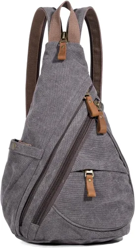 Vista 16 de KL928 Mochila de Lona Tipo Bandolera - Mochila Cruzada Pequeña para Hombro, Mochila Informal Diurna, Mochila para Hombre y Mujer (Versión Grande)