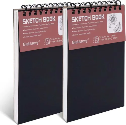 Vista 6 de Cuaderno de bocetos de 5.5" x 8.5", bloc de bocetos con 60 hojas (68 libras/100 g/m²), paquete de 1 bloc de dibujo, libro de dibujo libre de ácidos