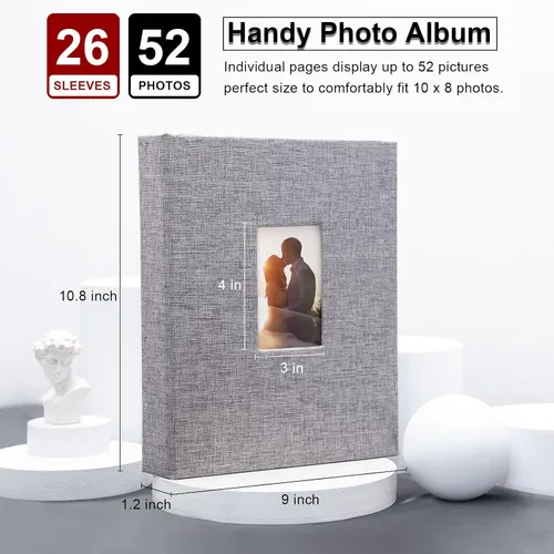 Vista 6 de Vienrose Álbum de fotos pequeño de 4 x 6 pulgadas, paquete de 2 mini libros de fotos con cubierta de lino, 26 páginas con capacidad para 52