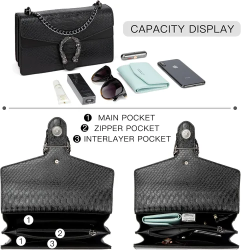Vista 6 de GLOD JORLEE Trendy Chain Crossbody Shoulder Bags for Women - Luxury Leather Satchel Bag Evening Clutch Purse Handbags