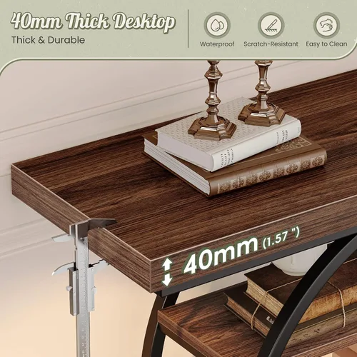 Vista 5 de Huuger 41.3 Inch Entryway Table, Modern Console Sofa Table, Accent Table with Shelves, for Entry, Hallway, Entrance, Foyer, O-Shaped Metal Frame