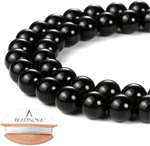 Vista 81 de Cuentas Beadnova redondas de ónix negro de 4 mm, sueltas, para hacer joyas (90-92 piezas)
