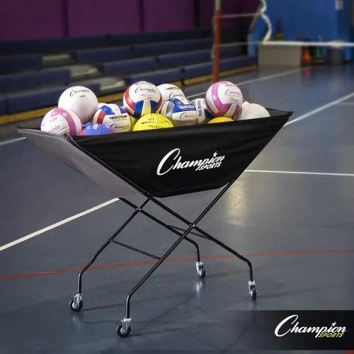Vista 5 de Champion Sports Volleyball Cart & Equipment Storage, Durable Aluminum Frame for High Volume Practices & Training Sessions, 24 to 40 Ball Storage