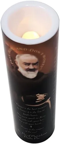 Vista 9 de St Padre Pio, vela LED sin llama de oración devocional