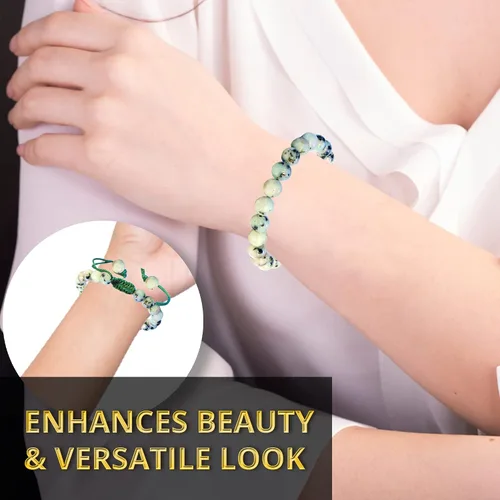 Vista 186 de Adjustable Crystal Bracelet – Gemstone Bead Bracelet with Adjustable Macrame String – Chic Gemstone Bracelet for Men and Women – 8mm Round Healing