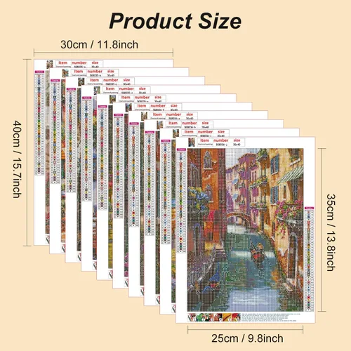 Vista 2 de Kits de pintura de diamante Stalente para adultos, paquete de 10 kits de arte de diamante 5D para principiantes, pintura de diamante redonda