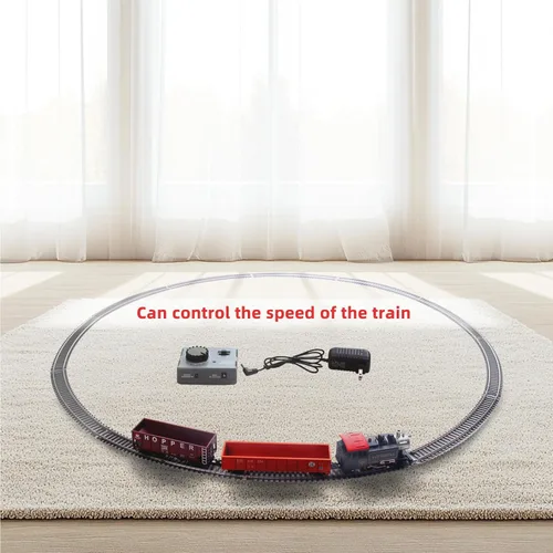 Vista 2 de Juegos de Tren Eléctrico a Escala HO 1:87, Juego de Tren Locomotora Negra con Control Remoto, Paquete de Energía de Vía y Control de Velocidad