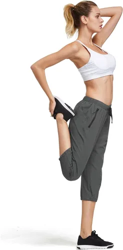 Vista 6 de baleaf Women's Lightweight Capri Jogger Hiking Shorts Running Capri Pants Quick Dry UPF 50+ Zipper Pockets