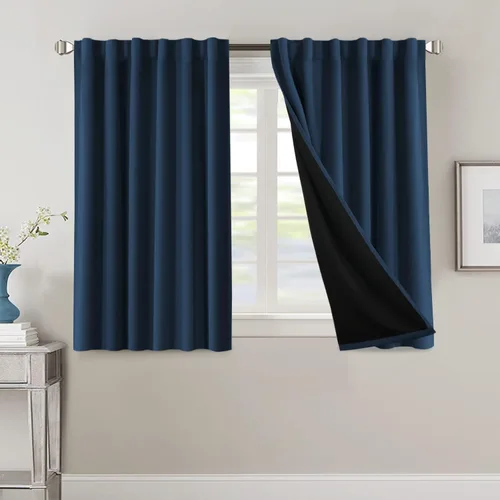 Vista 135 de H.VERSAILTEX Cortinas 100% opacas para dormitorio con forro negro, cortinas de oscurecimiento de habitación completa, con aislamiento térmico