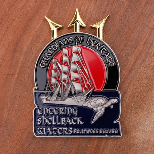 Vista 5 de Moneda de desafío Shellback – Moneda de Shellbacks Militar Unreal – Diseñada por veteranos militares