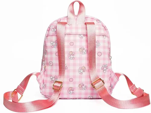 Vista 4 de Roffatide Anime Cinnamoroll Mochila Mini Cute Cartoon Daily Travel Bag All Over Impreso a cuadros Mochila de viaje senderismo mochila azul, LYB14001