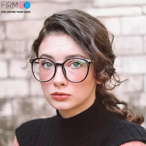 Vista 3 de Firmoo - Lentes de bloqueo de luz azul de gran tamaño, antideslumbramiento, antirreflejos, unisex, redondos, lentes para computadora, Negro, L