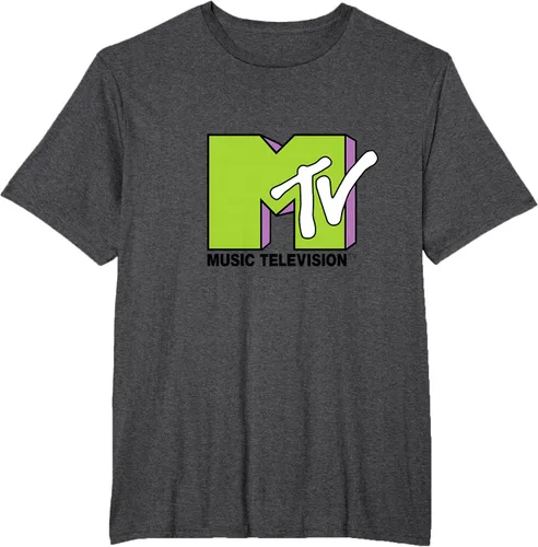 Vista 63 de Camiseta de tratamiento de relleno con logotipo MTV verde lima y morado, Negro, S Azul Marino