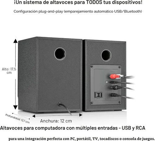 Vista 4 de Altavoces de computadora alimentados para PC de escritorio y Negro